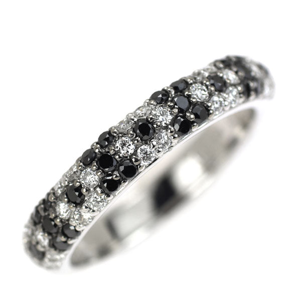 Ponte Vecchio K18WG Black Diamond Ring 0.30ct D0.26ct Flower Pavé 