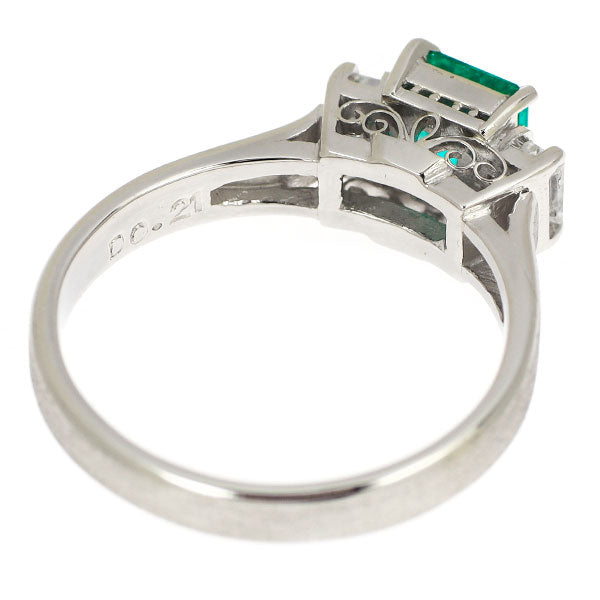 Pt900 Emerald Diamond Ring 0.67ct D0.21ct 