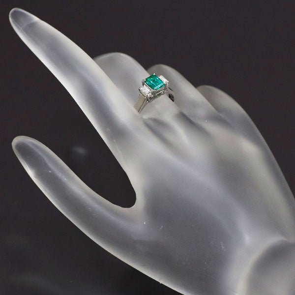 Pt900 Emerald Diamond Ring 0.67ct D0.21ct 