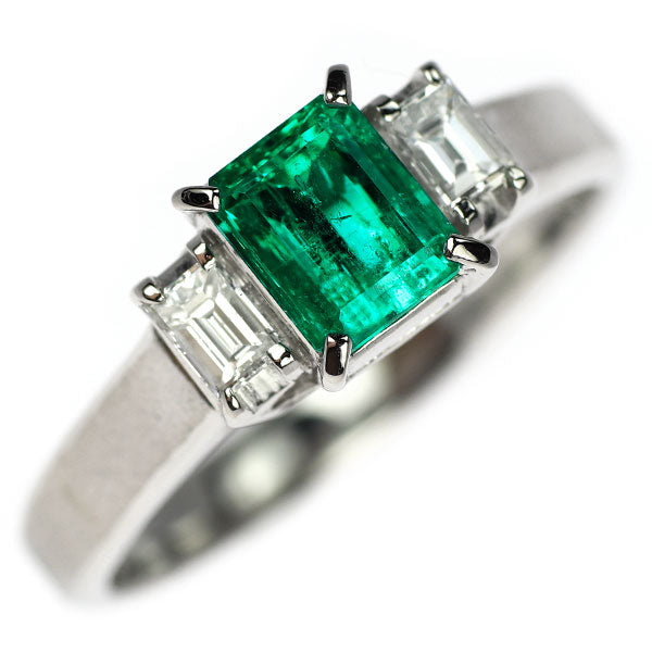 Pt900 Emerald Diamond Ring 0.67ct D0.21ct 