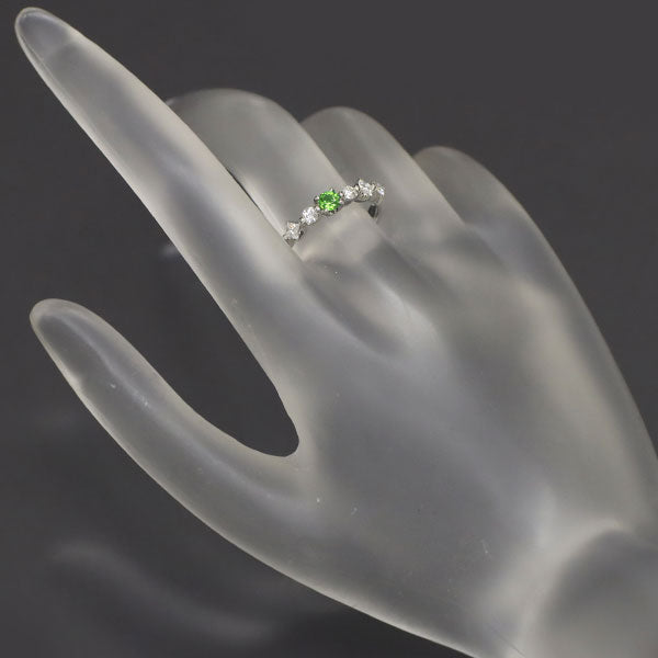 Rare Pt900 Demantoid Garnet Diamond Ring 0.187ct D0.37ct 