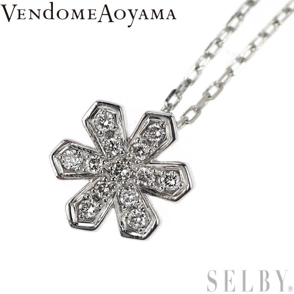 Vendome Aoyama Pt950/Pt850 Diamond Pendant Necklace Snowflake Motif 