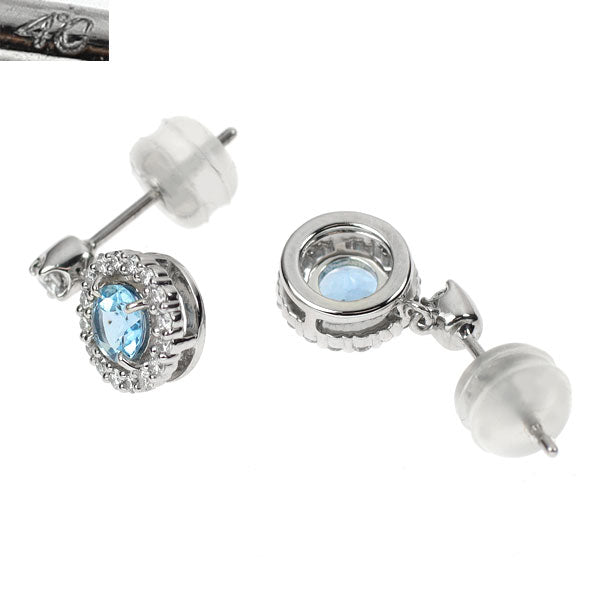 4℃ Pt900 Aquamarine Diamond Earrings 