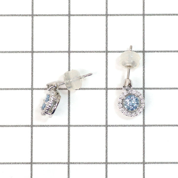 4℃ Pt900 Aquamarine Diamond Earrings 