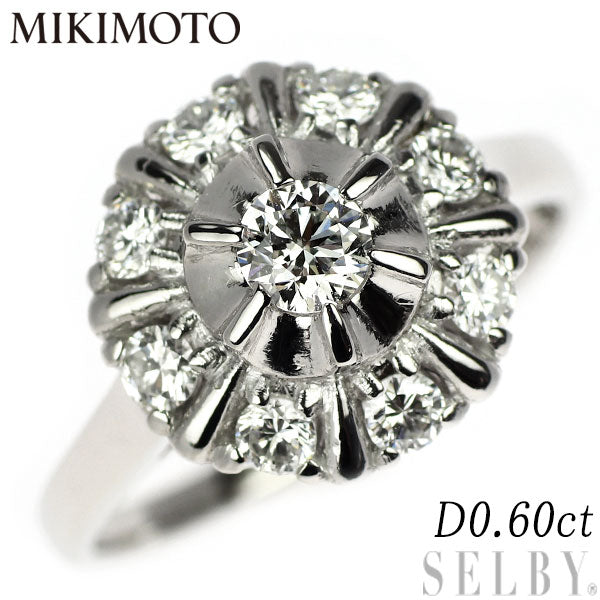 MIKIMOTO K14WG Diamond Ring 0.60ct Vintage Jewelry 