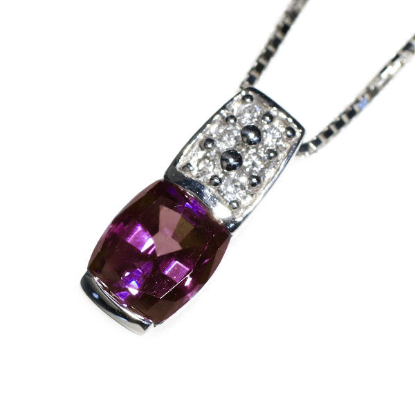 Kyocera/Moon Jewelry K18WG Recrystallized Alexandrite Diamond Pendant Necklace 0.81ct D0.06ct 