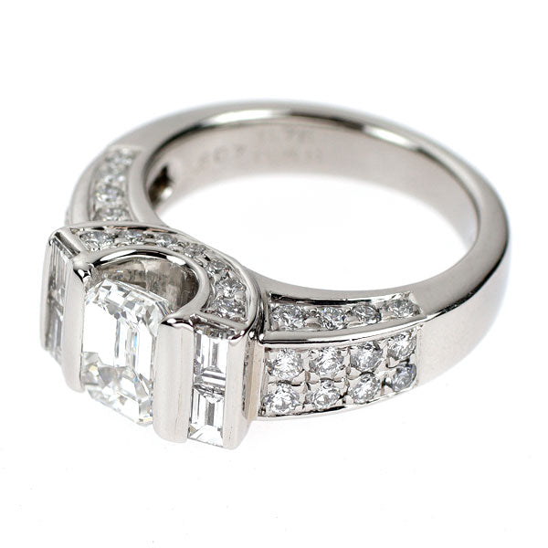 Pt900 エメラルドカット ダイヤモンド リング 1.507ct E VVS2 D1.16ct