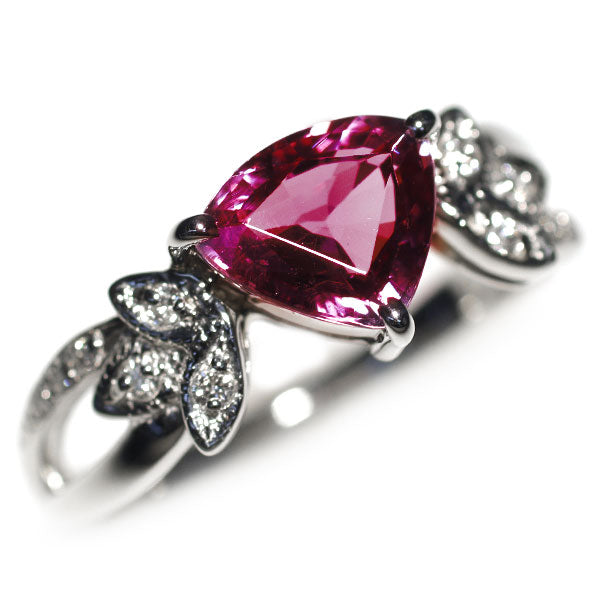 Pt900 Color Change Garnet Diamond Ring 1.82ct D0.11ct 