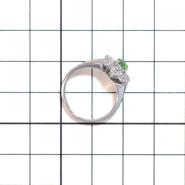 Rare Pt900 Demantoid Garnet Diamond Ring 0.35ct D0.89ct Flower 