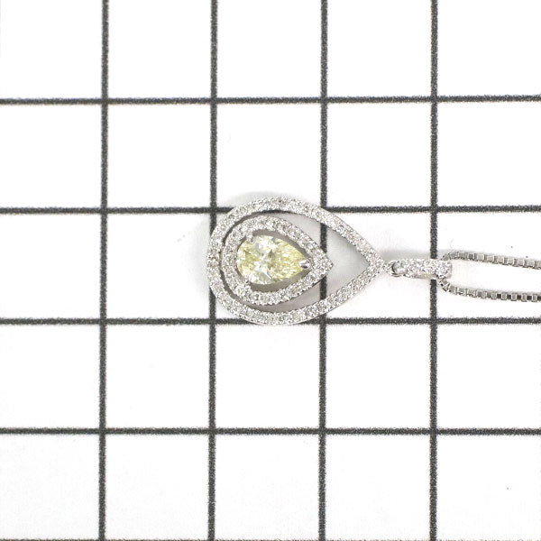 K18WG ペアシェイプ ダイヤモンド ペンダントネックレス 0.47ct D0.22ct