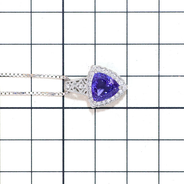 Pt900/ Pt850 トリリアント タンザナイト ダイヤモンド ペンダントネックレス 2.94ct D0.31ct