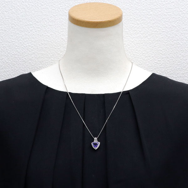 Pt900/ Pt850 トリリアント タンザナイト ダイヤモンド ペンダントネックレス 2.94ct D0.31ct