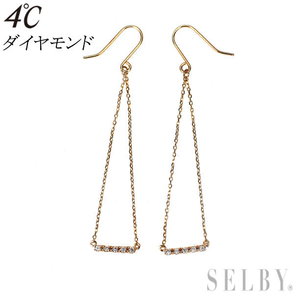 4℃ K10PG Diamond Earrings 