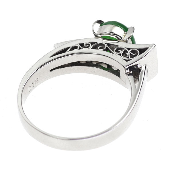 Pt900 Jade Diamond Ring D0.18ct 