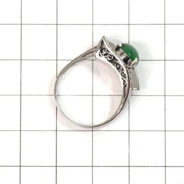 Pt900 Jade Diamond Ring D0.18ct 