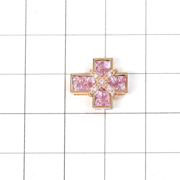 Les Essentiels K18YG Pink Sapphire Diamond Pendant Top Cross 