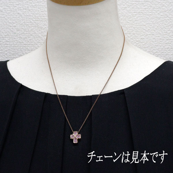 Les Essentiels K18YG Pink Sapphire Diamond Pendant Top Cross 