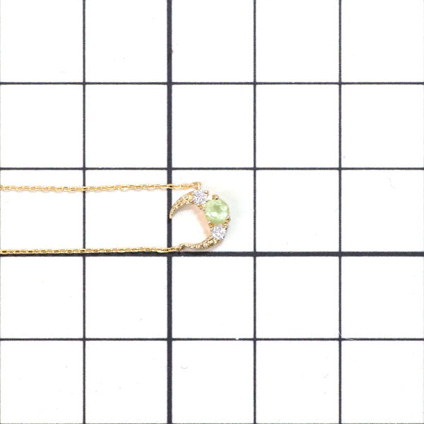 Star Jewelry K18YG Peridot Diamond Pendant Necklace D0.04ct Moon 