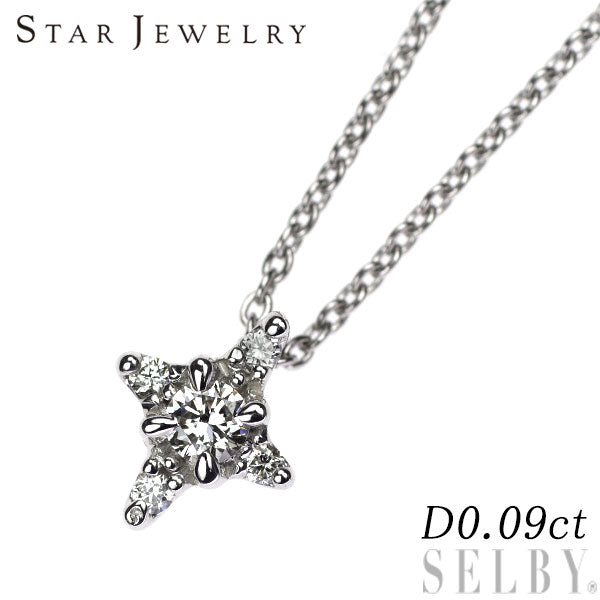 Star Jewelry K18WG Diamond Pendant Necklace 0.09ct 