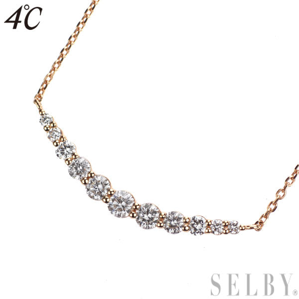 4℃ K18PG Diamond Pendant Necklace 