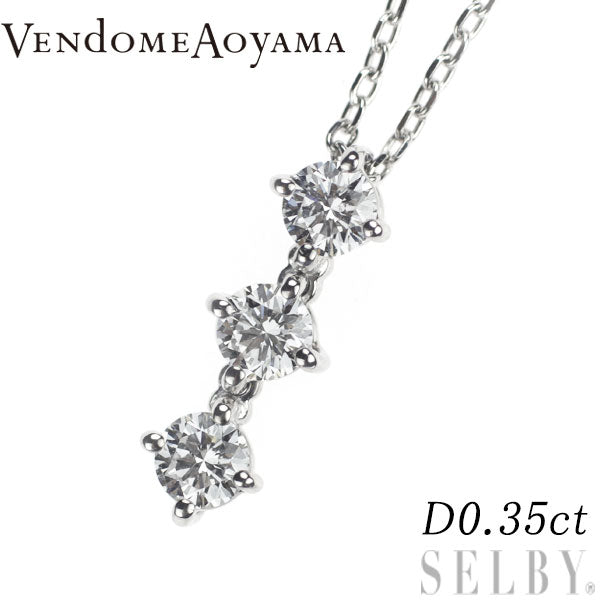 Vendome Aoyama Pt950/Pt850 Diamond Pendant Necklace 0.35ct 2WAY Three Stone with Adjuster 