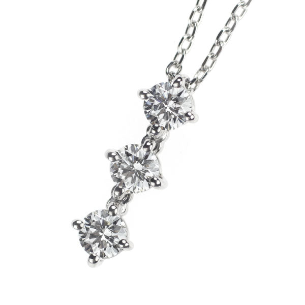 Vendome Aoyama Pt950/Pt850 Diamond Pendant Necklace 0.35ct 2WAY Three Stone with Adjuster 