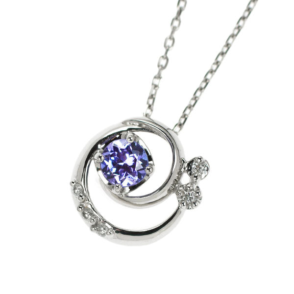 4℃ Pt850 Tanzanite Diamond Pendant Necklace 