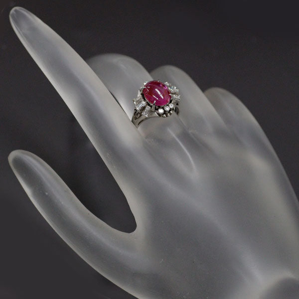 Pt850 Ruby Diamond Ring 2.77ct D0.50ct 