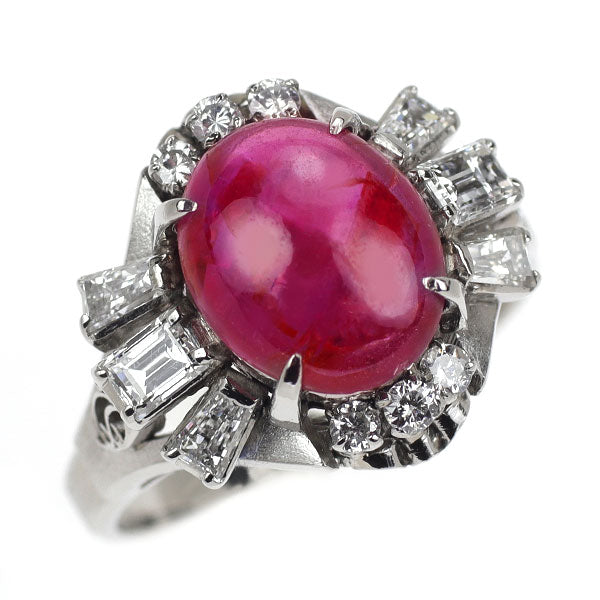 Pt850 Ruby Diamond Ring 2.77ct D0.50ct 