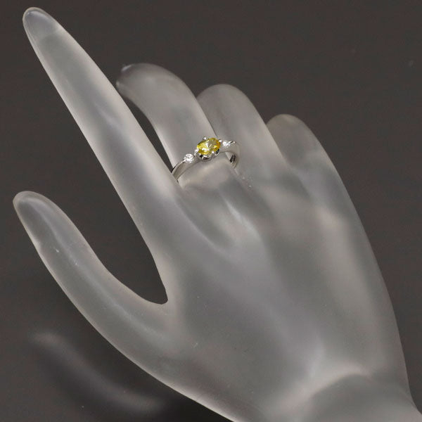 Pt900 カナリー トルマリン ダイヤモンド リング 0.47ct D0.10ct