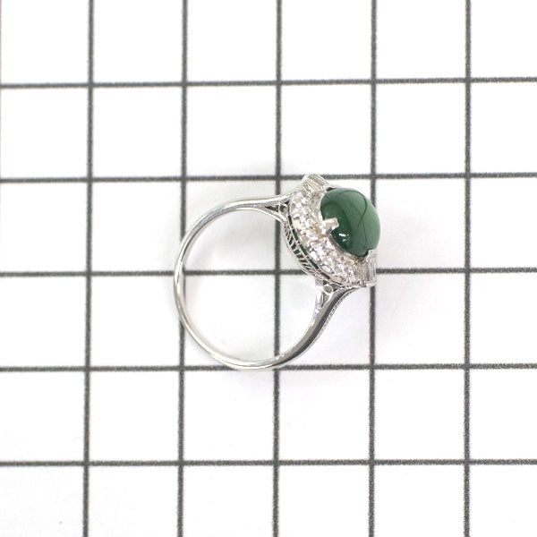 Pt850 Jade Diamond Ring Senbonkushi 