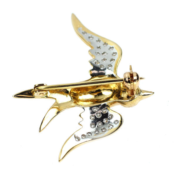 K18YG/WG Diamond Brooch Bird 