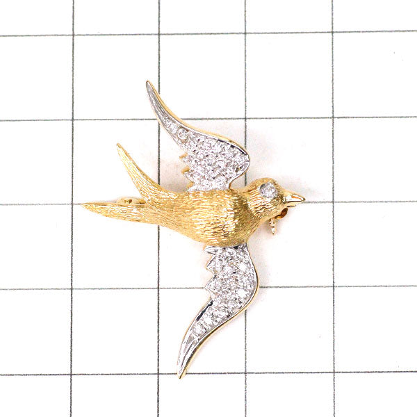 K18YG/WG Diamond Brooch Bird 