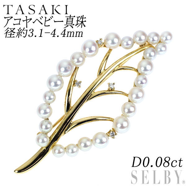 Tasaki Pearl K18YG Akoya Baby Pearl Diamond Brooch/Pendant Diameter approx. 3.1-4.4mm D0.08ct 