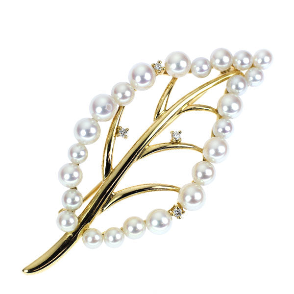 Tasaki Pearl K18YG Akoya Baby Pearl Diamond Brooch/Pendant Diameter approx. 3.1-4.4mm D0.08ct 