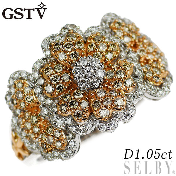 GSTV K18WG/PG Diamond Ring 1.05ct Flower 