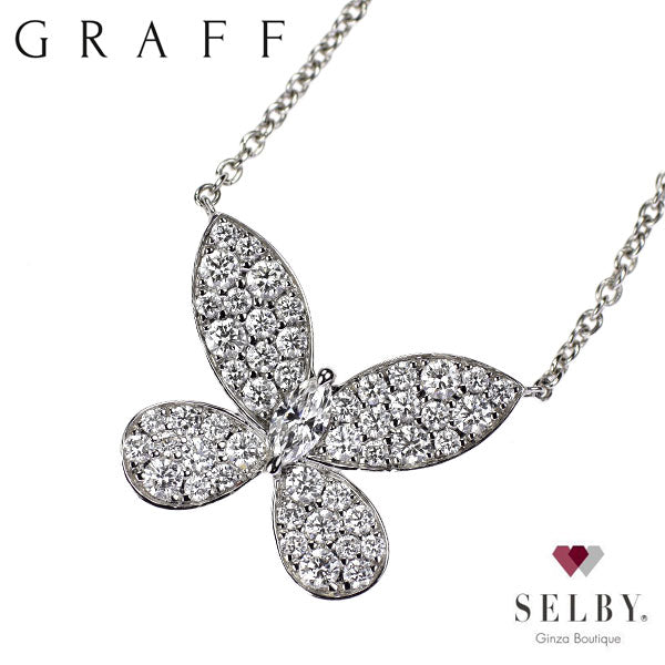 Graff K18WG Diamond Pendant Necklace Butterfly Mini 46.0cm 《Selby Ginza Store》 [S, Like New, Polished] [Used] 