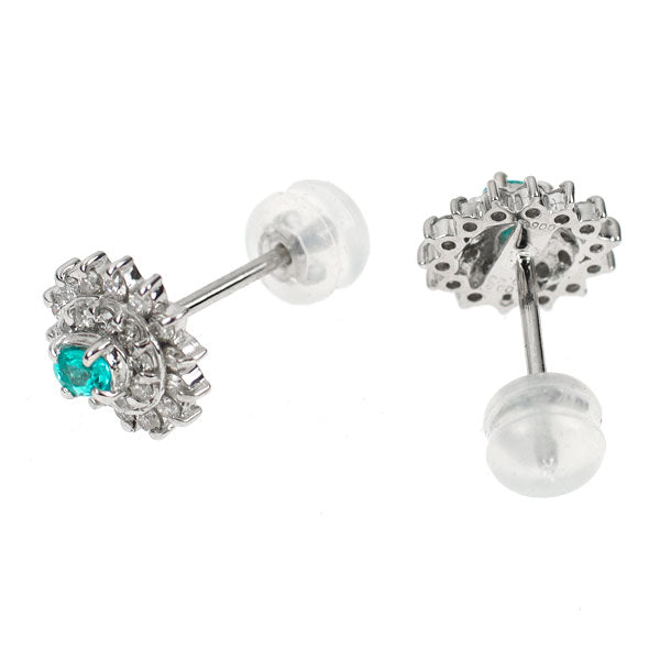 Rare Pt900 Paraiba Tourmaline Diamond Earrings 0.46ct D0.16ct 