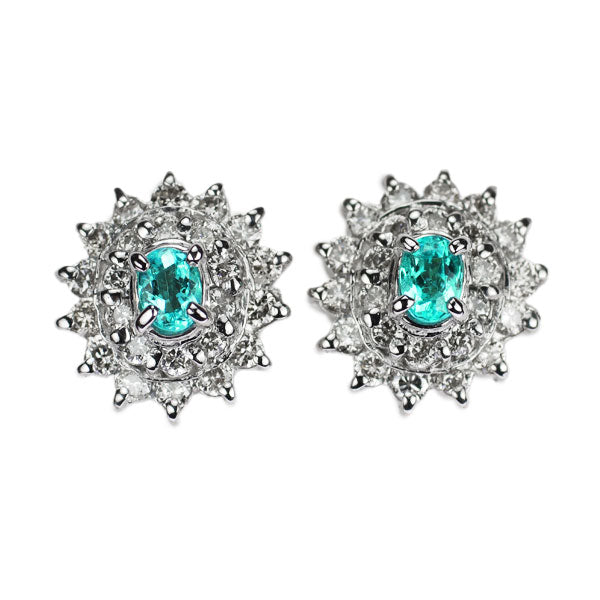 Rare Pt900 Paraiba Tourmaline Diamond Earrings 0.46ct D0.16ct 