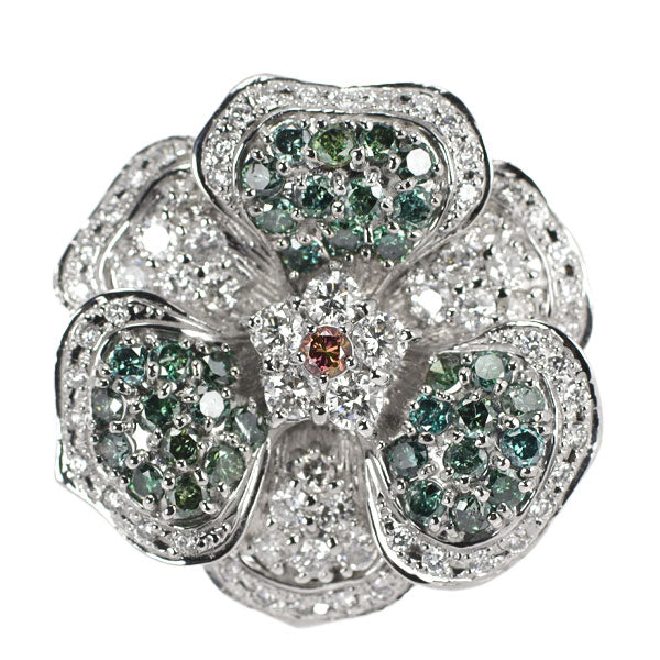 K14WG/K18WG Diamond Brooch/Pendant 2.65ct 