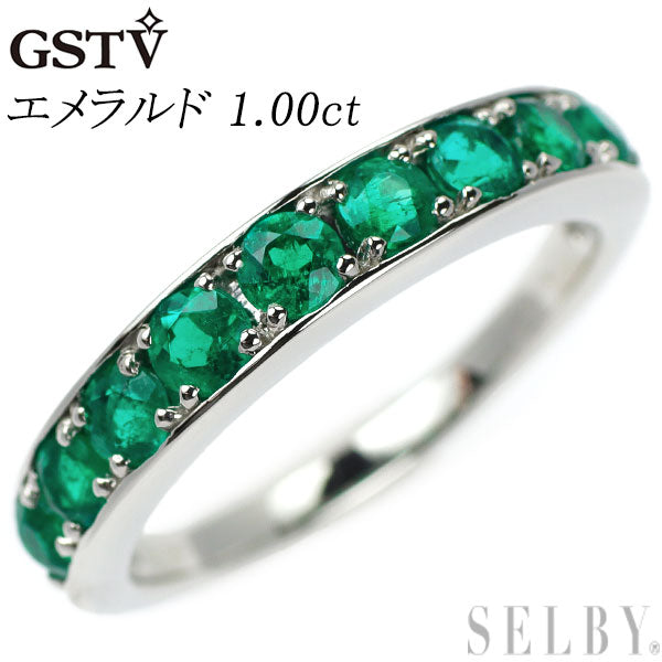 GSTV Pt950 Emerald Ring 1.00ct Half Eternity 