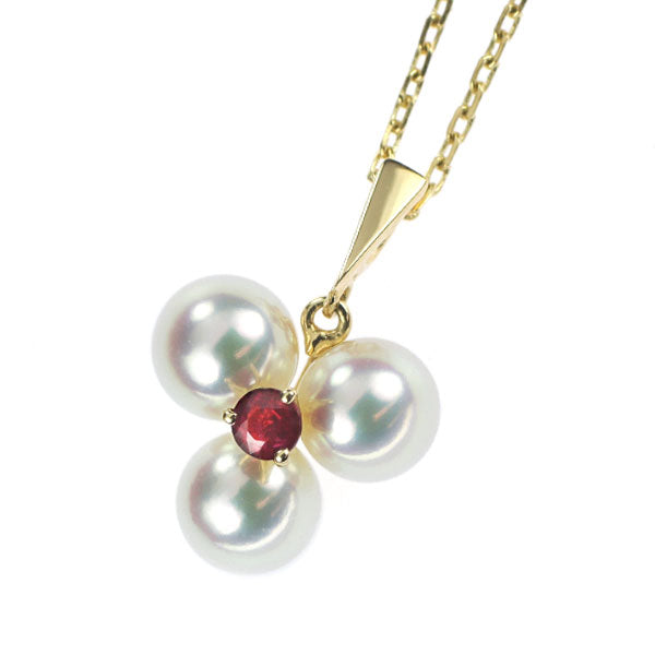 MIKIMOTO K18YG Akoya pearl ruby ​​pendant necklace diameter approx. 6.3mm 