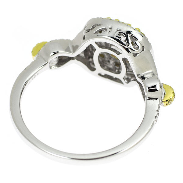 K18YG/WG Natural Yellow Diamond Ring 0.626ct D0.23ct YD0.35ct 