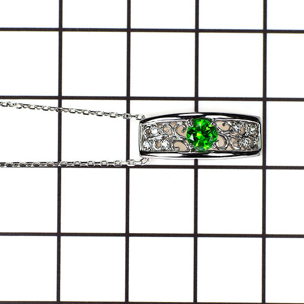 Rare Pt Demantoid Garnet Diamond Pendant Necklace 0.430ct D0.048ct 