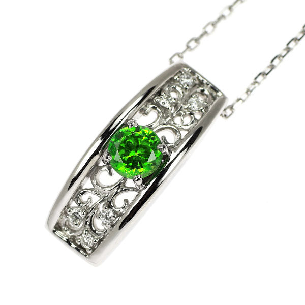 Rare Pt Demantoid Garnet Diamond Pendant Necklace 0.430ct D0.048ct 