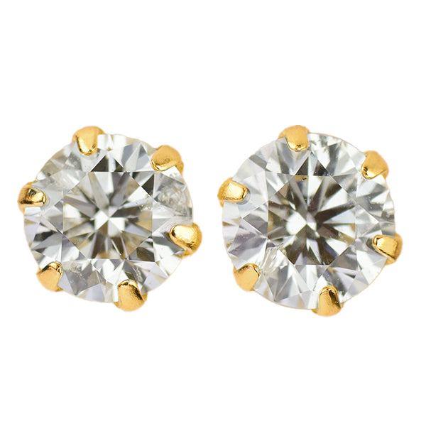 New K18YG Diamond Earrings 0.632ct K I1 EX 