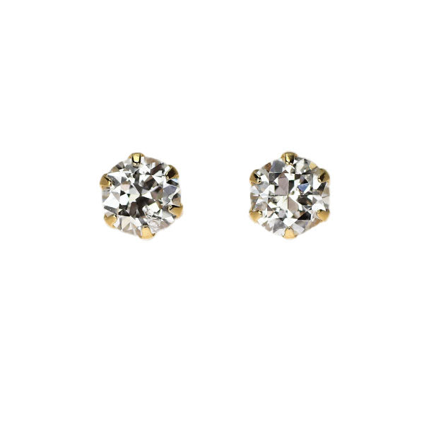 New K18YG circular brilliant cut diamond earrings 0.462ct G/I I1 