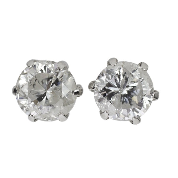 New Pt900 Diamond Earrings 2.045ct G/I I2 Poor 