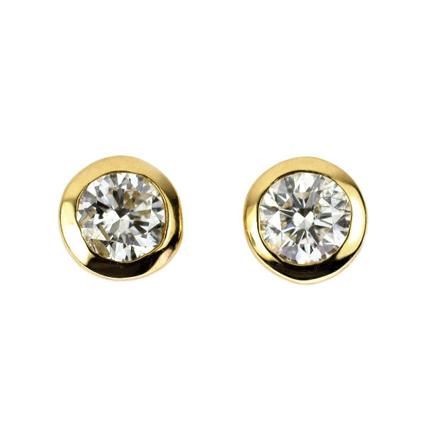 New K18YG Diamond Earrings 0.461ct H/I I1 EX 