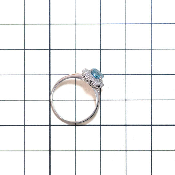 Pt900 ブルージルコン ダイヤモンド リング 1.50ct D0.40ct